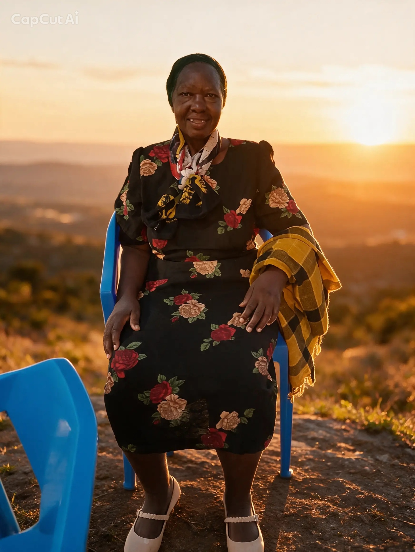 Portrait of Mary Njoki, smiling at sunset